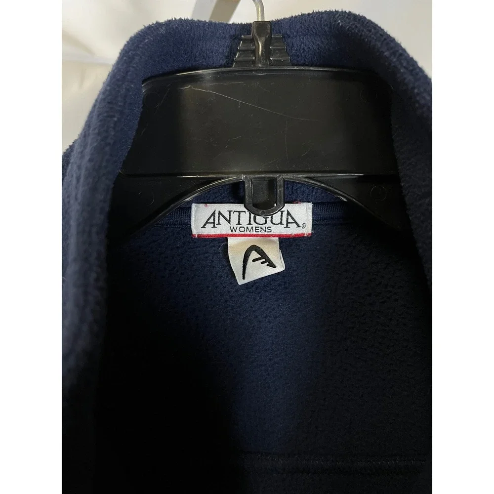 Antigua Womens Navy Blue Full Zip Fleece Jacket Mock Neck Size‎ Medium